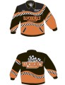 custom logo jackets in orange and checkers